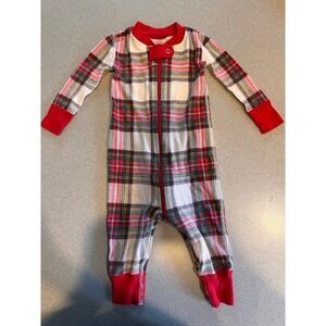 Hanna Andersson 6-12 month pajamas Holiday Plaid 100% cotton zip up